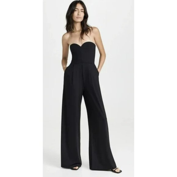Susana Monaco Strapless Midnight Blue Jumpsuit Stretch Jersey Size Medium - Picture 1 of 9